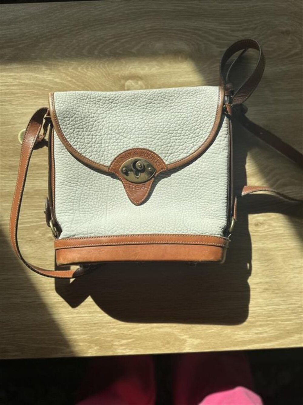 Dooney & Bourke Vintage Cavalry Beige Leather Crossbody Bag